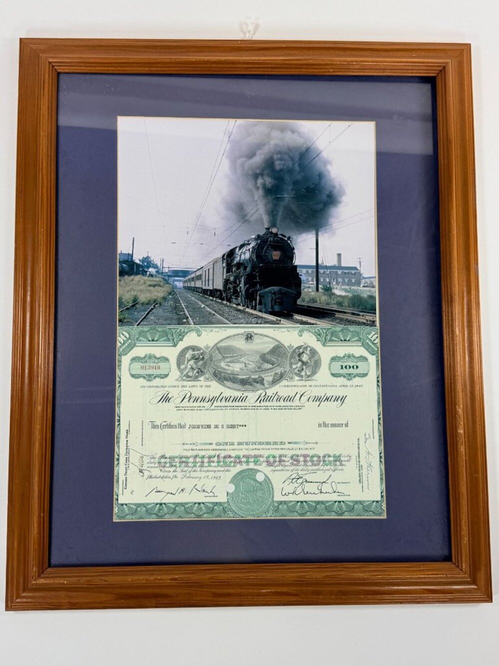 Pennsylvania Railroad Stock Certificate & 1963 K4 Pacific Train Memorabilia